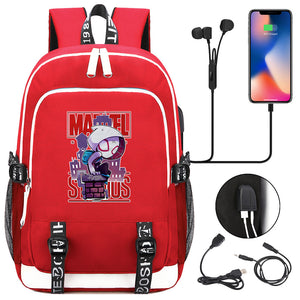 Spiderman Into the Spider Verse Miles Morales  USB Charging Backpack School Note Book Laptop Travel Bags