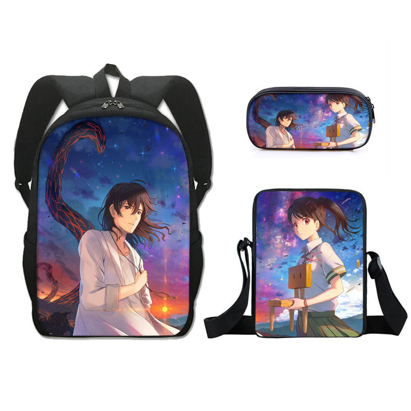 Suzume no Tojimari Schoolbag Backpack Lunch Bag Pencil Case 3pcs Set Gift for Kids Students