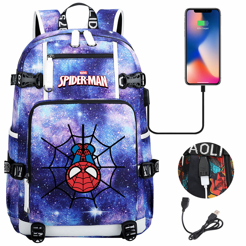 Spiderman Superhero Gwen Miles Morales  USB Charging Backpack School NoteBook Laptop Travel Bags