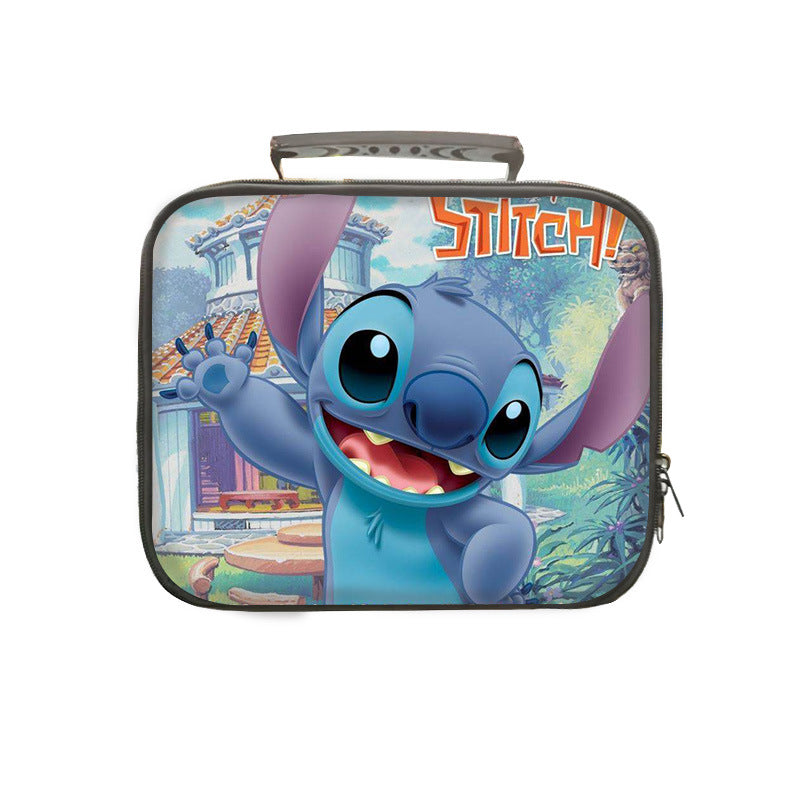 Stitch PU Leather Portable Lunch Box School Tote Storage Picnic Bag