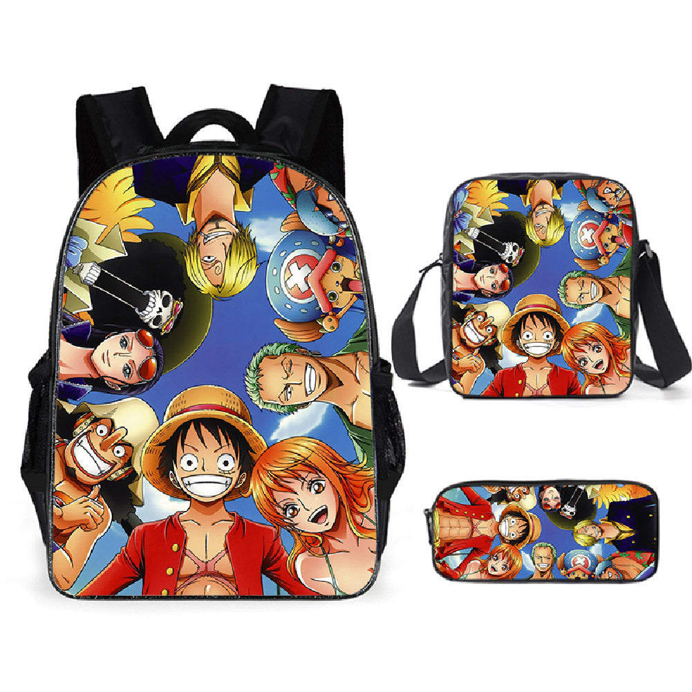 One Piece Monkey D. Luffy Schoolbag Backpack Lunch Bag Pencil Case Set Gift for Kids Students
