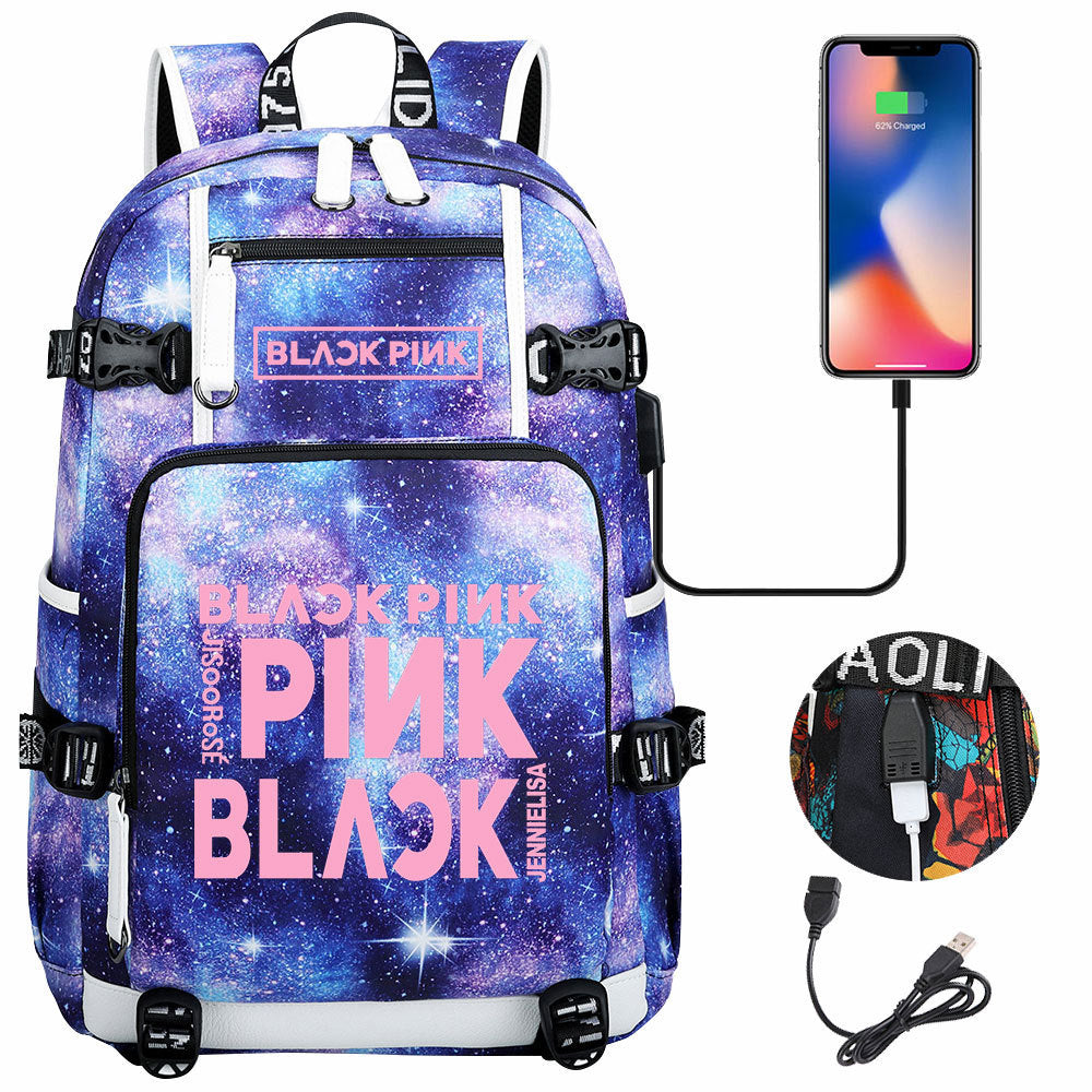 Kpop Blackpink USB Charging Backpack School NoteBook Laptop Travel Bags