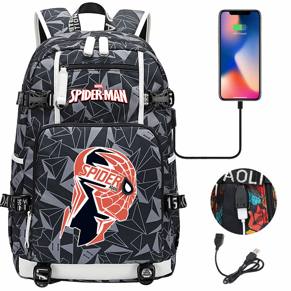 Spiderman Superhero Gwen Miles Morales  USB Charging Backpack School NoteBook Laptop Travel Bags
