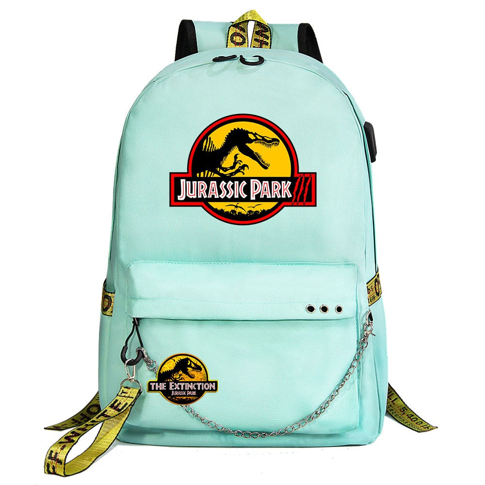 Jurassic World USB Charging Backpack Shoolbag Notebook Bag Gifts for Kids Students
