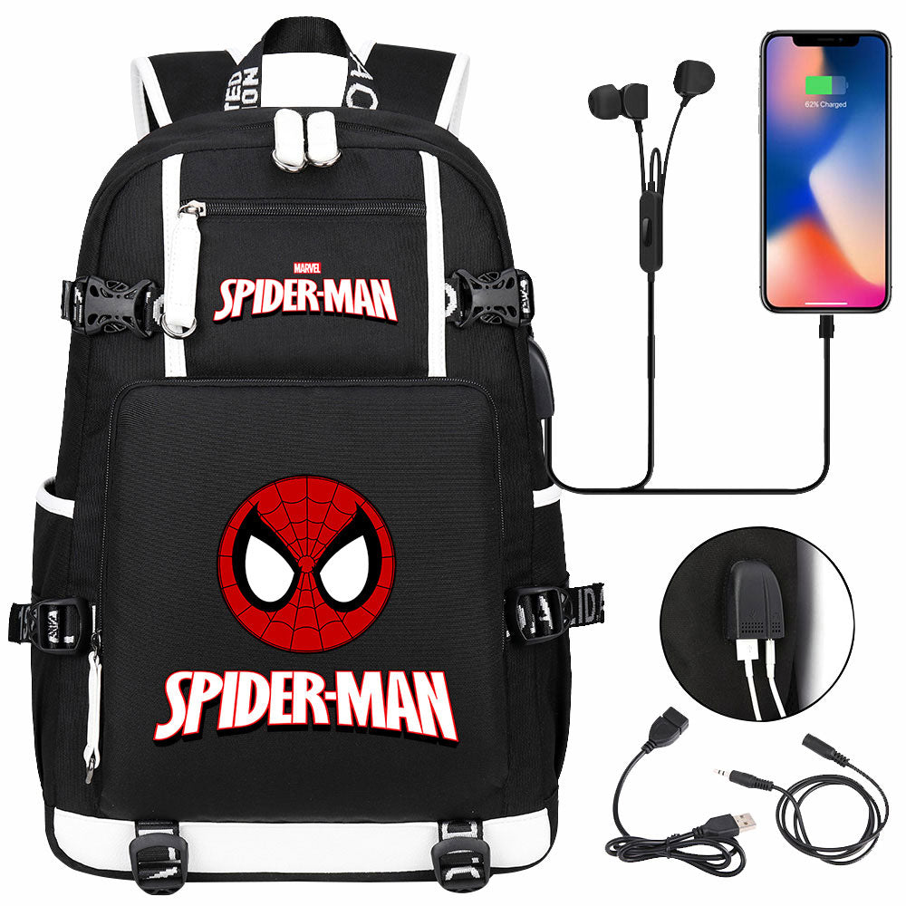 Spiderman Superhero Gwen Miles Morales  USB Charging Backpack School NoteBook Laptop Travel Bags