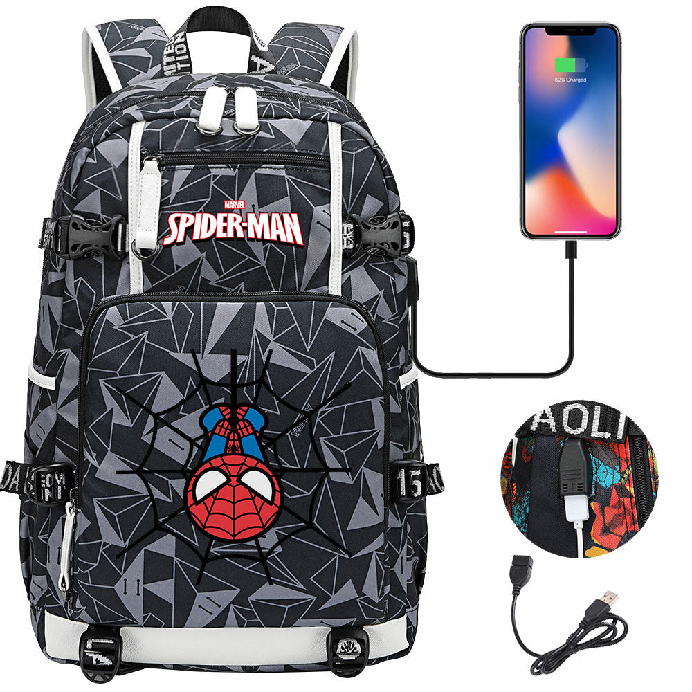Spiderman Superhero Gwen Miles Morales  USB Charging Backpack School NoteBook Laptop Travel Bags