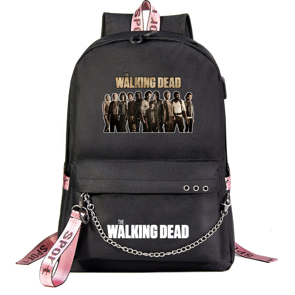 The Walking Dead USB Charging Backpack Shoolbag Notebook Bag Gifts for Kids Students