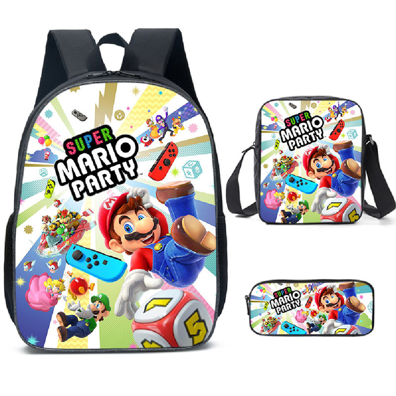 Super Mario Schoolbag Backpack Lunch Bag Pencil Case Set Gift for Kids Students