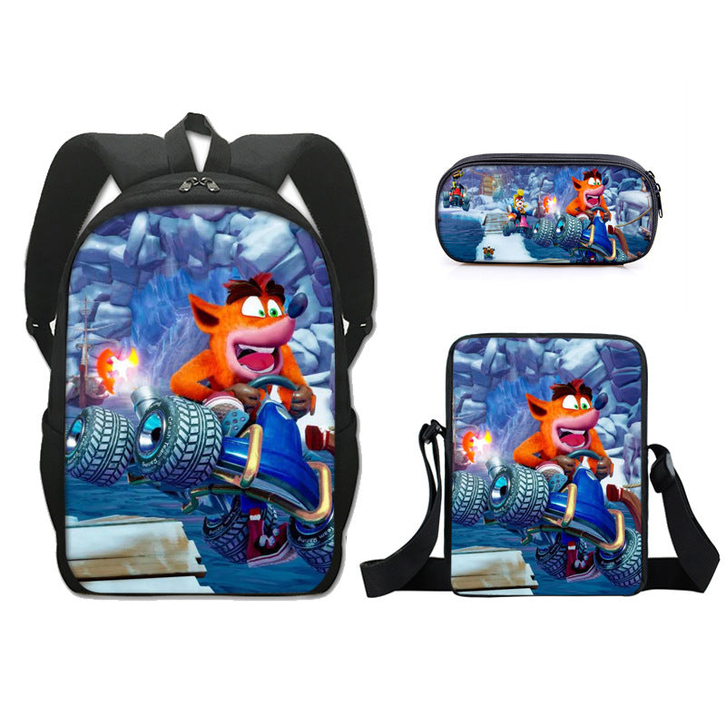 Crash Bandicoot Schoolbag Backpack Lunch Bag Pencil Case Set Gift for Kids Students