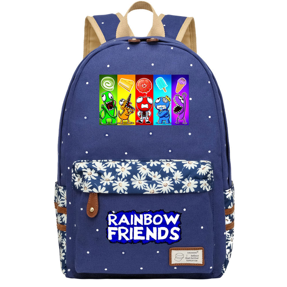 Rainbow Friends Canvas Travel Backpack School Bag For Girl Kids Boy