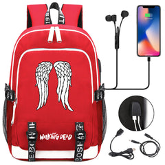 The Walking Dead USB Charging Backpack School Note Book Laptop Travel Bags