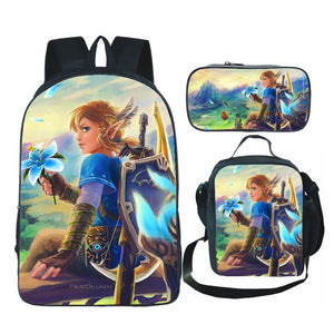 The Legend of Zelda Schoolbag Backpack Lunch Bag Pencil Case Set Gift for Kids Students