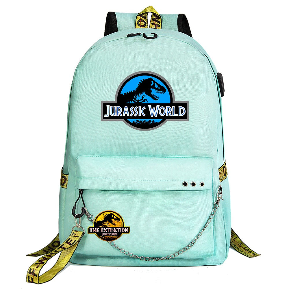 Jurassic World USB Charging Backpack Shoolbag Notebook Bag Gifts for Kids Students