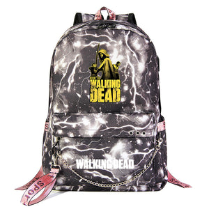 The Walking Dead USB Charging Backpack Shoolbag Notebook Bag Gifts for Kids Students