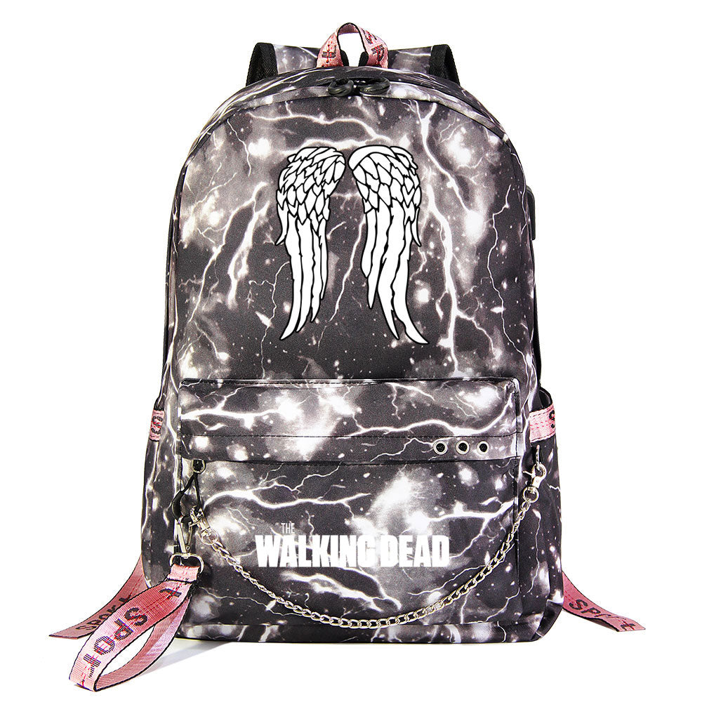 The Walking Dead USB Charging Backpack Shoolbag Notebook Bag Gifts for Kids Students