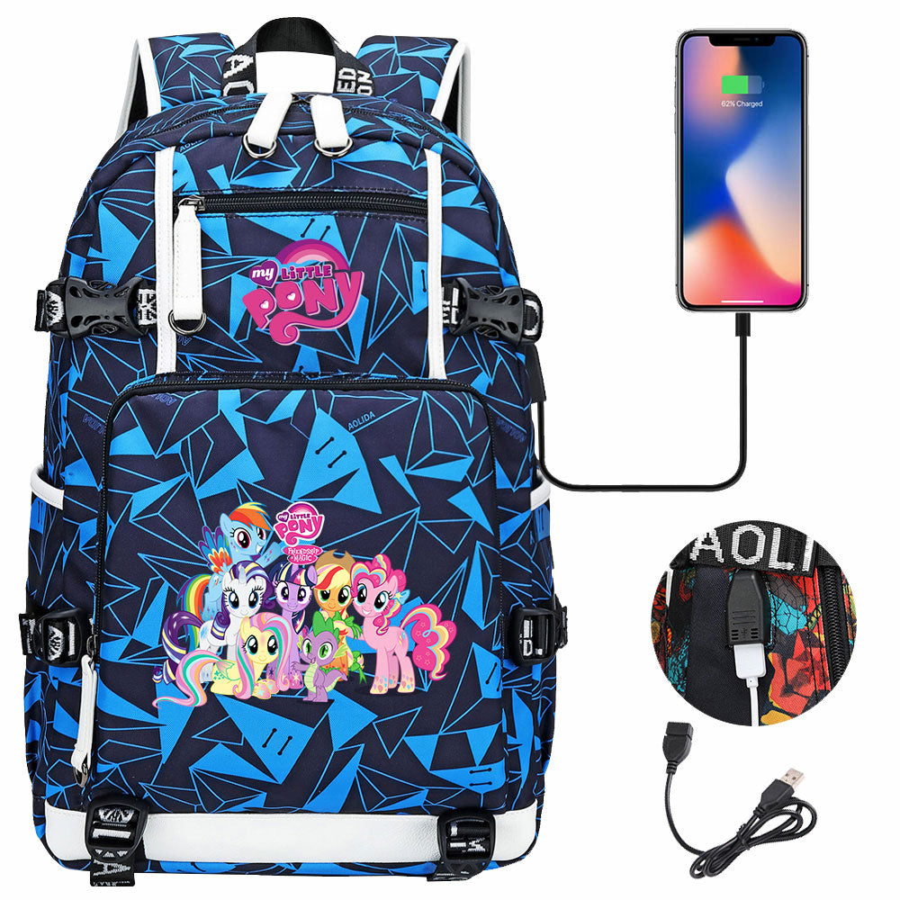 My Little Pony USB Charging Backpack School NoteBook Laptop Travel Bags