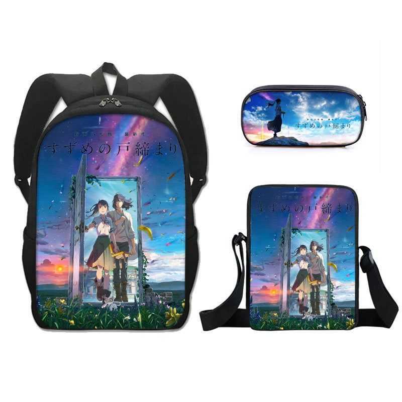 Suzume no Tojimari Schoolbag Backpack Lunch Bag Pencil Case 3pcs Set Gift for Kids Students
