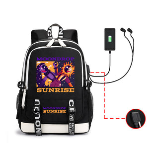 Fnaf Security Breach Sundrop Moondrop USB Charging Backpack School Note Book Laptop Travel Bags