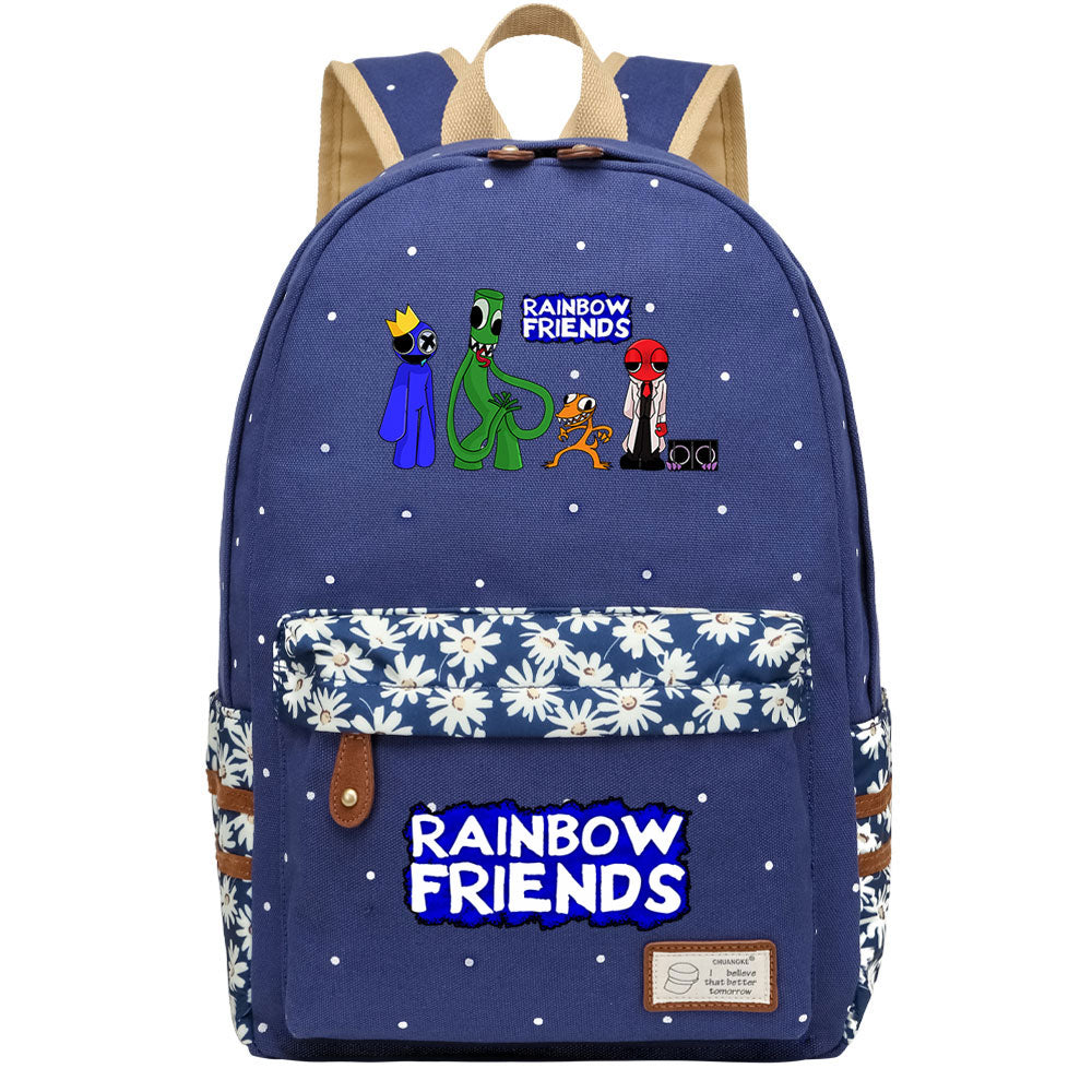Rainbow Friends Canvas Travel Backpack School Bag For Girl Kids Boy