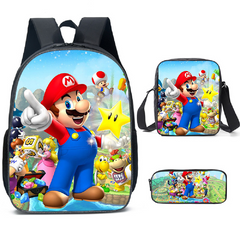 Super Mario Schoolbag Backpack Lunch Bag Pencil Case Set Gift for Kids Students