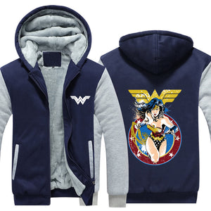 Wonder Woman Hoodie Jacket Autumn Winter Unisex Zipper Sweatershirt Warm Coat