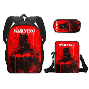 The Dark Knight Batman Schoolbag Backpack Lunch Bag Pencil Case Set Gift for Kids Students