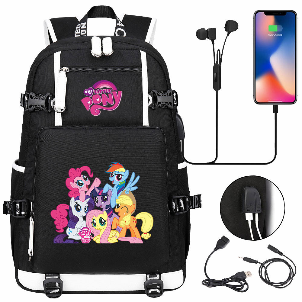 My Little Pony USB Charging Backpack School NoteBook Laptop Travel Bags