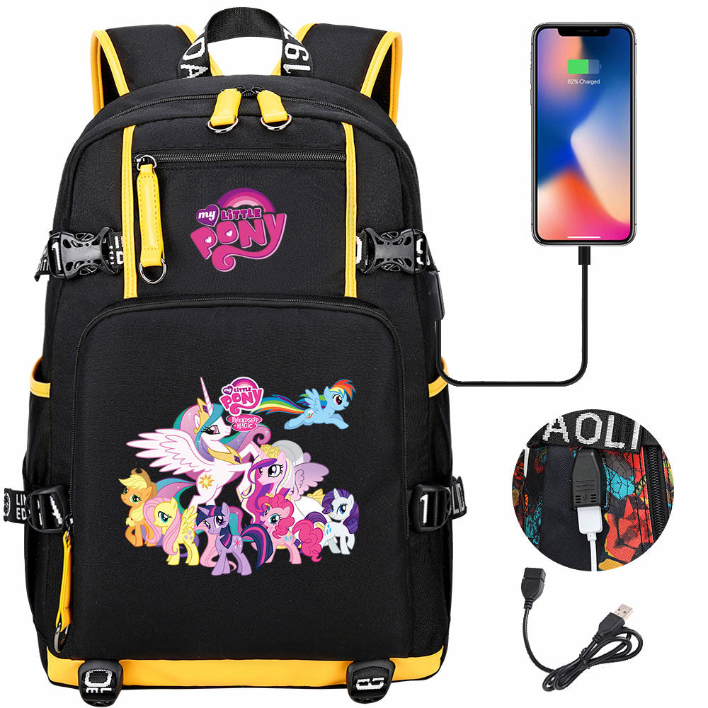 My Little Pony USB Charging Backpack School NoteBook Laptop Travel Bags