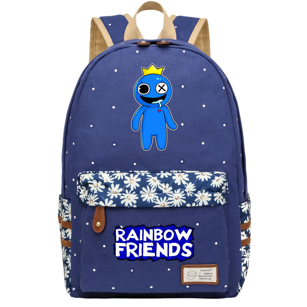 Rainbow Friends Canvas Travel Backpack School Bag For Girl Kids Boy