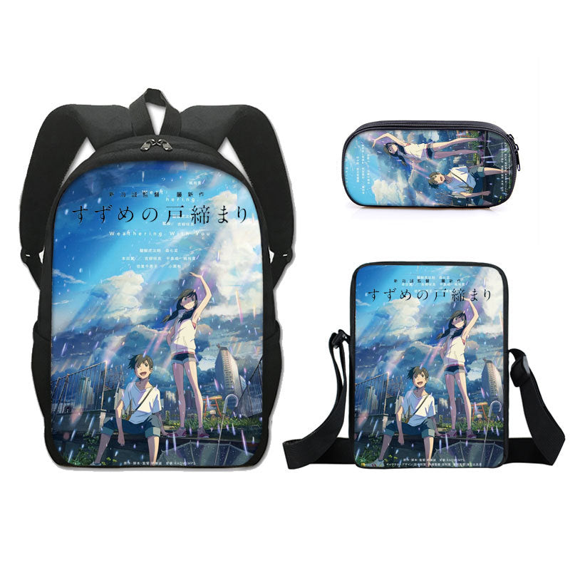 Suzume no Tojimari Schoolbag Backpack Lunch Bag Pencil Case 3pcs Set Gift for Kids Students