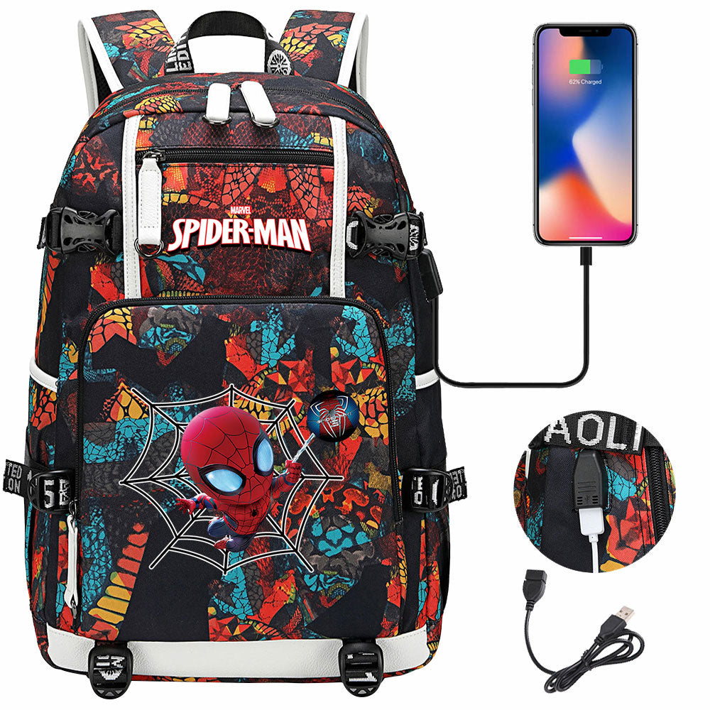 Spiderman Superhero Gwen Miles Morales  USB Charging Backpack School NoteBook Laptop Travel Bags