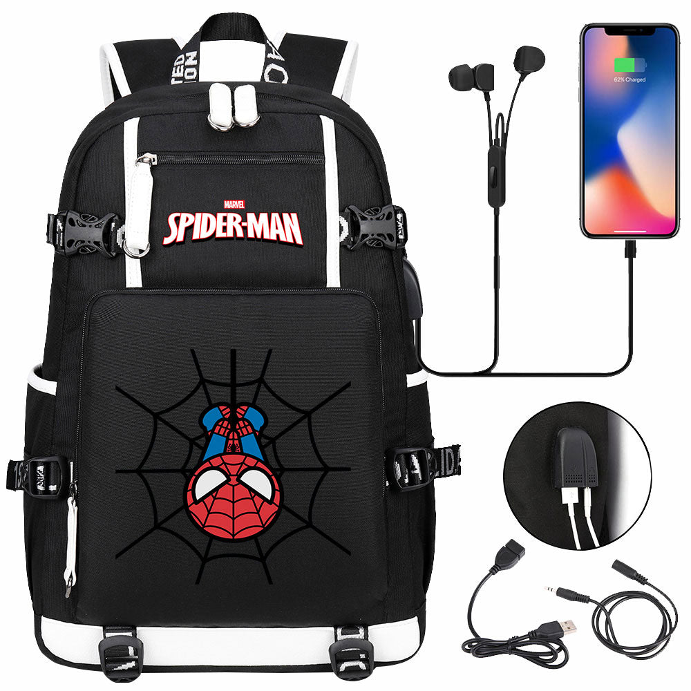 Spiderman Superhero Gwen Miles Morales  USB Charging Backpack School NoteBook Laptop Travel Bags