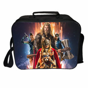Thor Love and Thunder PU Leather Portable Lunch Box School Tote Storage Picnic Bag