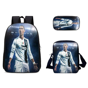 Ronaldo Football CR7 Schoolbag Backpack Lunch Bag Pencil Case Set Gift for Kids Students