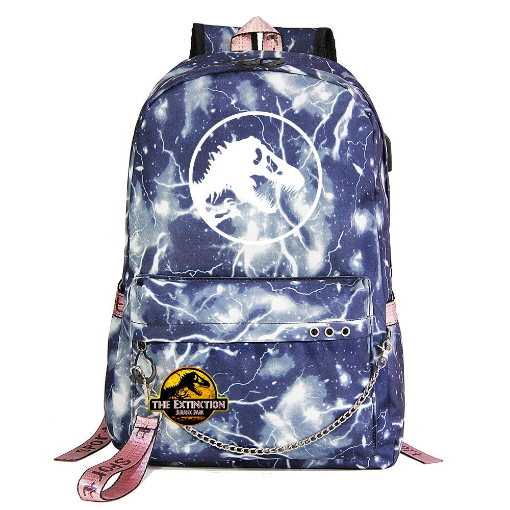 Jurassic World USB Charging Backpack Shoolbag Notebook Bag Gifts for Kids Students