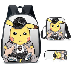 Pokemon Pikachu Schoolbag Backpack Lunch Bag Pencil Case Set Gift for Kids Students