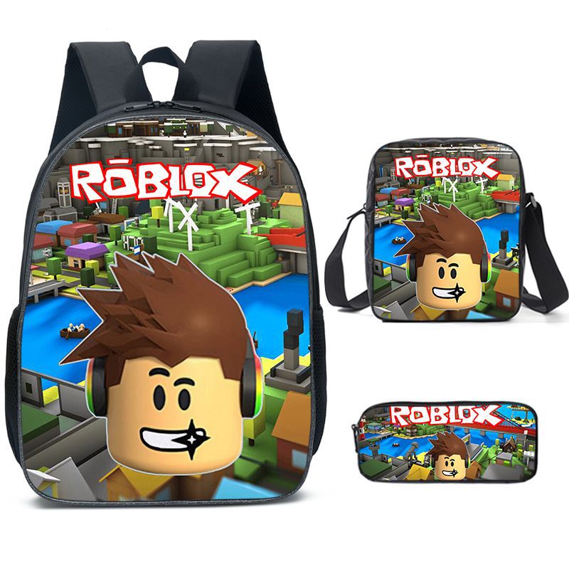 Game Roblox Schoolbag Backpack Lunch Bag Pencil Case Set Gift for Kids Students