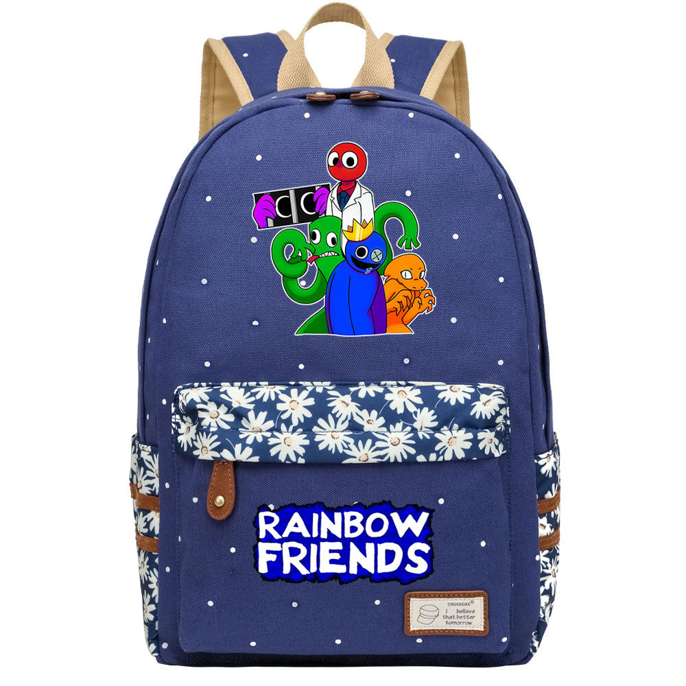 Rainbow Friends Canvas Travel Backpack School Bag For Girl Kids Boy