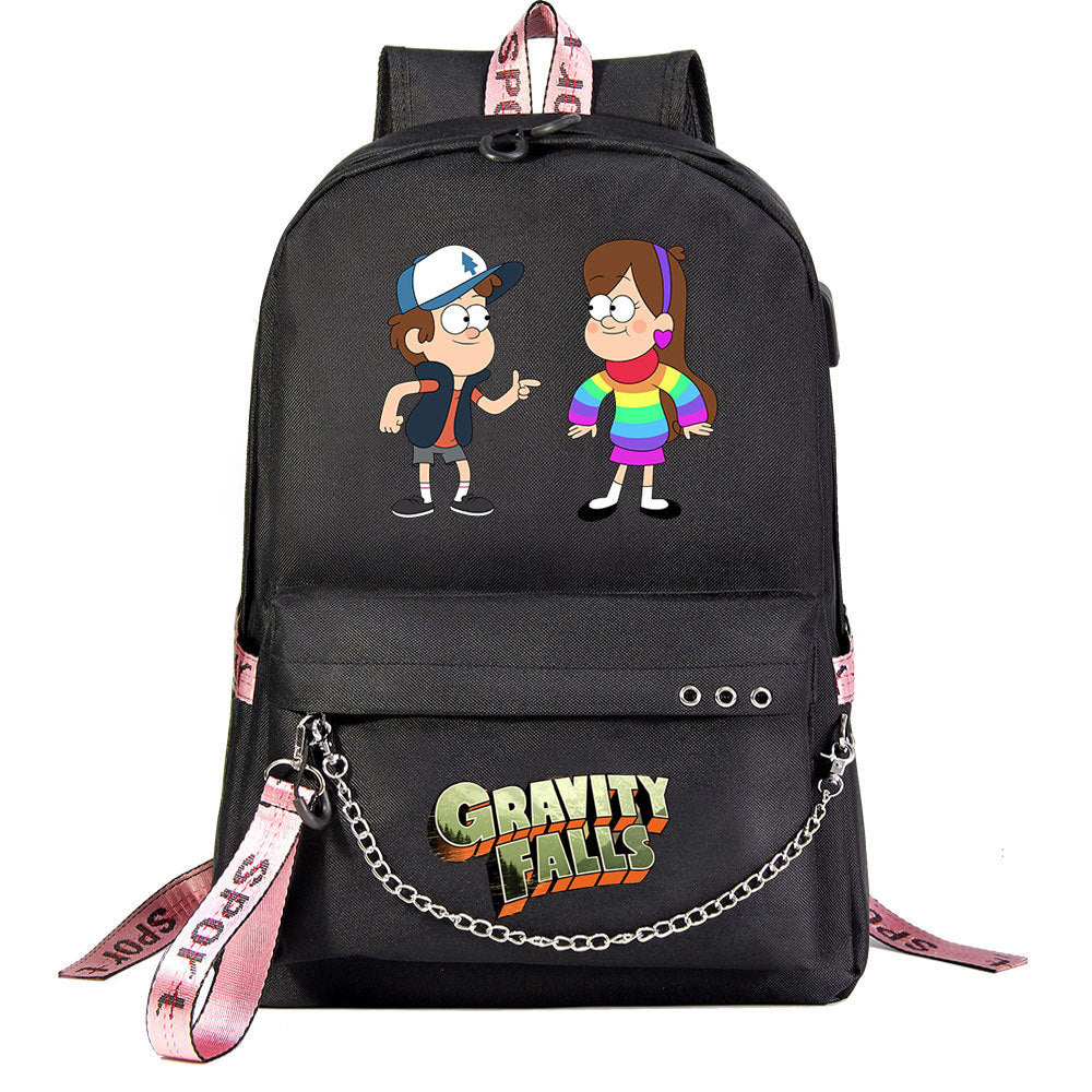 Gravity Falls USB Charging Backpack Shoolbag Notebook Bag Gifts for Kids Students
