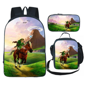The Legend of Zelda Schoolbag Backpack Lunch Bag Pencil Case Set Gift for Kids Students